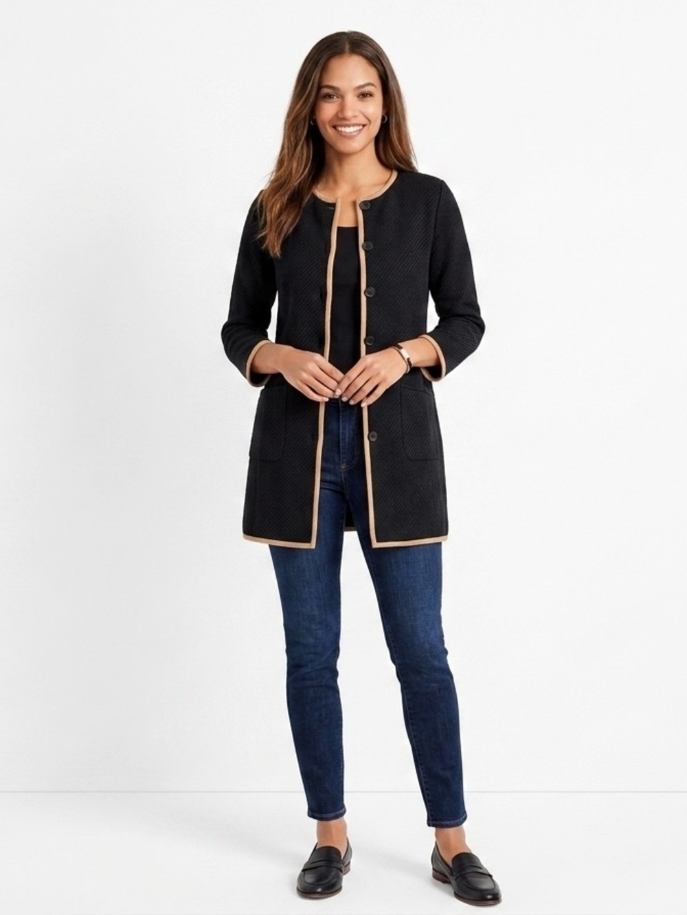 Talbots Petites Size 12P Black Long Cardigan Jacket